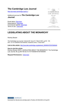 Legislating About the Monarchy