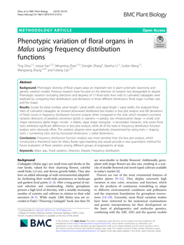 Phenotypic Variation of Floral Organs in Malus Using Frequency Distribution