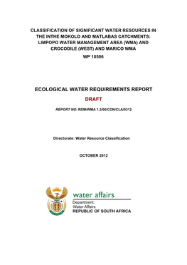 Ecological Water Requirements Report Draft