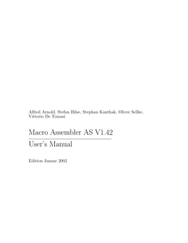 Macro Assembler AS V1.42 User's Manual