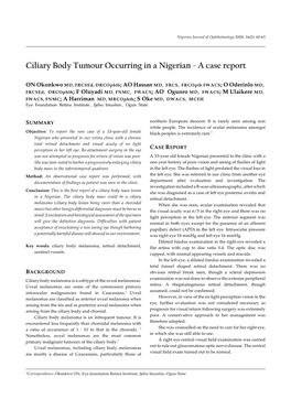 Ciliary Body Tumour Occuring in a Nigerian