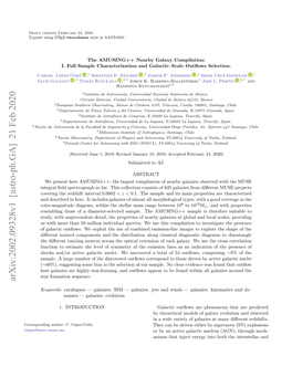 The AMUSING++ Nearby Galaxy Compilation: I. Full Sample Characterization and Galactic–Scale Outﬂows Selection