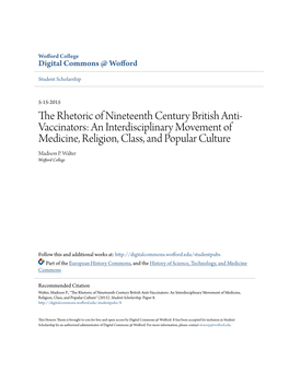 The Rhetoric of Nineteenth Century British Anti-Vaccinators: an Interdisciplinary Movement of Medicine, Religion, Class, and Popular Culture