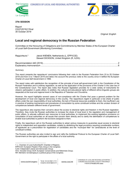 Local and Regional Democracy in the Russian Federation