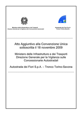 Atto Aggiuntivo Autostrada Dei Fiori S.P.A. – Tronco Torino-Savona