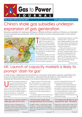 China's Shale Gas Subsidies Underpin Expansion of Gas Generation