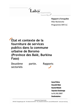 Rapport Final LC Services Publics Boromo Avril 2007 2Eme Partie