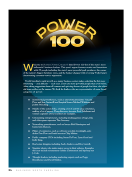 34 Welcome to Business North Carolina's Third Power 100 List of The