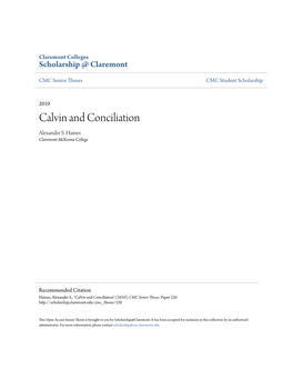 Calvin and Conciliation Alexander S