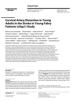 Cervical Artery Dissection in Young Adults in the Stroke in Young Fabry Patients (Sifap1) Study