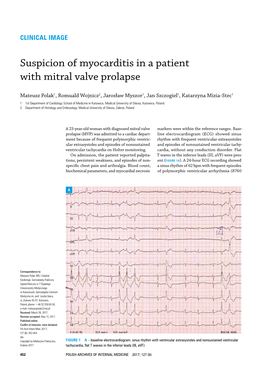 Suspicion of Myocarditis in a Patient with Mitral Valve Prolapse