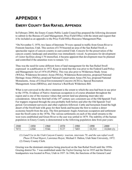 Appendix 1 Emery County San Rafael Appendix