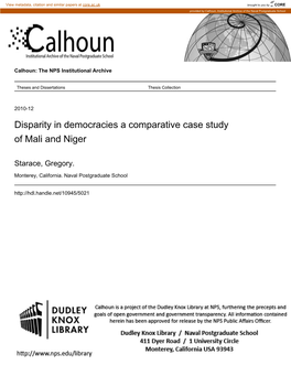 Disparity in Democracies a Comparative Case Study of Mali and Niger