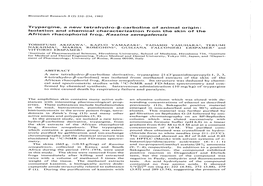 3-Carboline of Animal Origin: Isolation and Chemical Characterization from the Skin of the African Rhacophorid Frog, Kassina Senegalensis