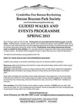 Guided Walks and Events Programme Spring 2013
