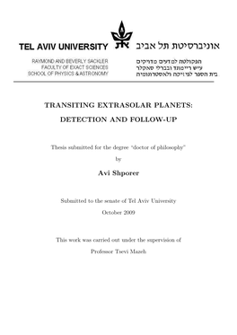 Transiting Extrasolar Planets: Detection And