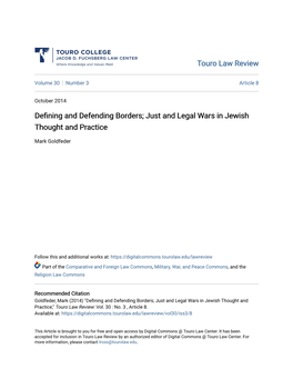 Just and Legal Wars in Jewish Thought and Practice