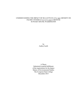 (Ulva Spp.) DENSITY on PACIFIC OYSTER (Crassostrea Gigas) GROWTH in PUGET SOUND, WASHINGTON