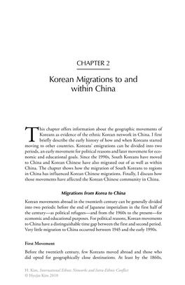 Korean Migrations to and Within China