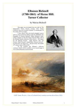 Elhanan Bicknell (1788-1861) of Herne Hill: Turner Collector