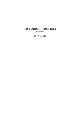 HISTORISK TIDSKRIFT (Sweden)