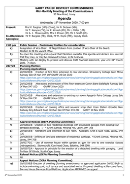 General Correspondence for Review at Meeting On