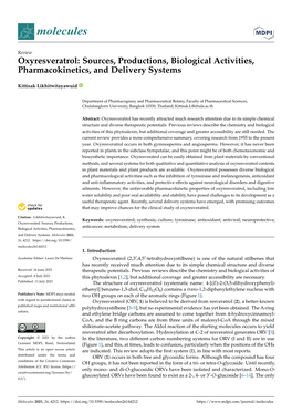 Oxyresveratrol: Sources, Productions, Biological Activities, Pharmacokinetics, and Delivery Systems