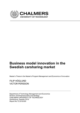 Business Model Innovation in the Swedish Carsharing Market a Qualitative Study