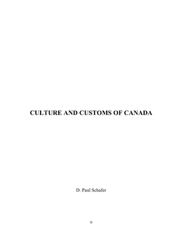 Culture and Customs of Canada