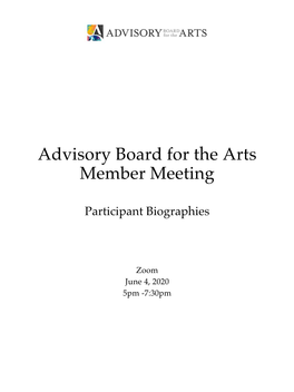 Advisory Board for the Arts Member Meeting