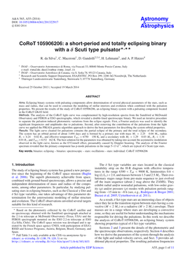 Corot 105906206: a Short-Period and Totally Eclipsing Binary with a Δ Scuti Type Pulsator,