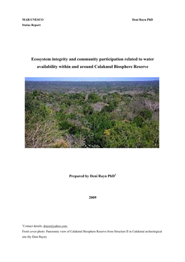 Ecosystem Integrity and Community Participation Related to Water Availability Within and Around Calakmul Biosphere Reserve