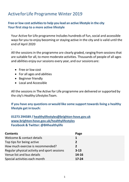 Active for Life Programme Winter 2019-20 Plain Text