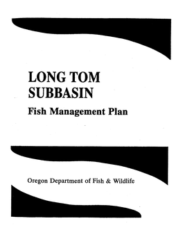 Long Tom Subbasin Fish Management Plan