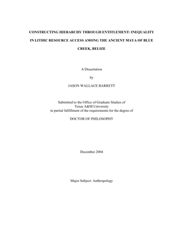 Inequality in Lithic Resource Access Among the Ancient Maya of Blue Creek, Belize