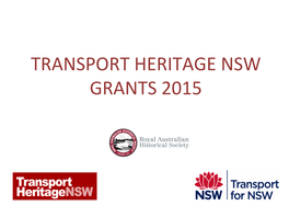 Transport Heritage Nsw Grants 2015