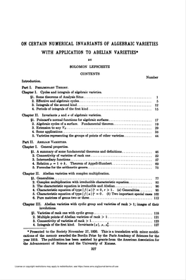 On Certain Numerical Invariants of Algebraic