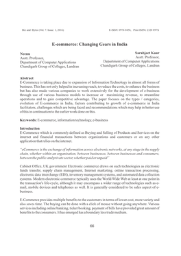 E-Commerce: Changing Gears in India