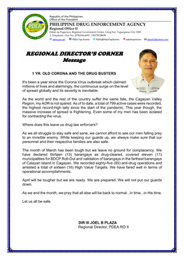 REGIONAL DIRECTOR's CORNER Message