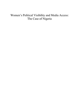 Women's Political Visibility and Media Access: the Case of Nigeria, Edited by Oladokun Omojola