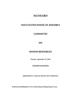 Standing Committee on Human Resources