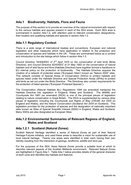 A4a.1 Biodiversity, Habitats, Flora and Fauna A4a.1.1 Regulatory Context