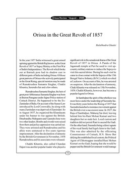 Orissa in the Great Revolt of 1857
