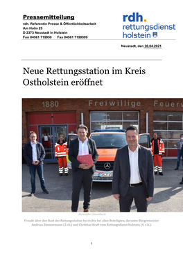 Neue Rettungsstation Im Kreis Ostholstein – 30. April 2021