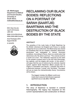 Baartman and the Destruction of Black Bodies by the State