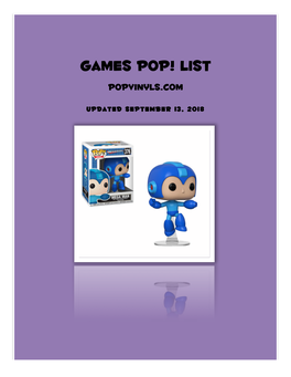 Games Pop! List Popvinyls.Com