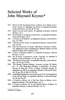 Selected Works of John Maynard Keynes*