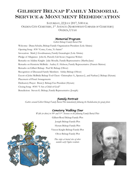 GILBERT BELNAP Family MEMORIAL SERVICE