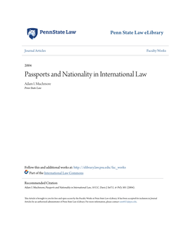 Passports and Nationality in International Law Adam I