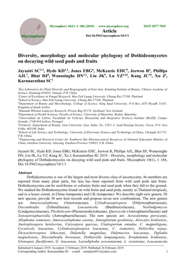 Diversity, Morphology and Molecular Phylogeny of Dothideomycetes on Decaying Wild Seed Pods and Fruits